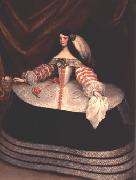 Miranda, Juan Carreno de Portrait of a lady with a lapdog and pistol oil painting